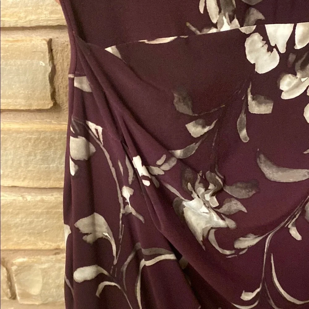 Ralph Lauren Floral Flutter Sleeve Ruched Jersey Dress Plum/ Grey Size 20W - Picture 6 of 11